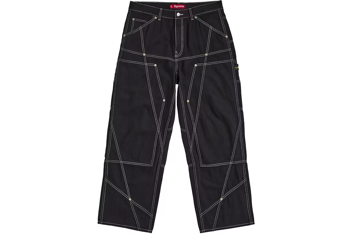 Supreme Contrast Stitch Double Knee Painter Jean Black