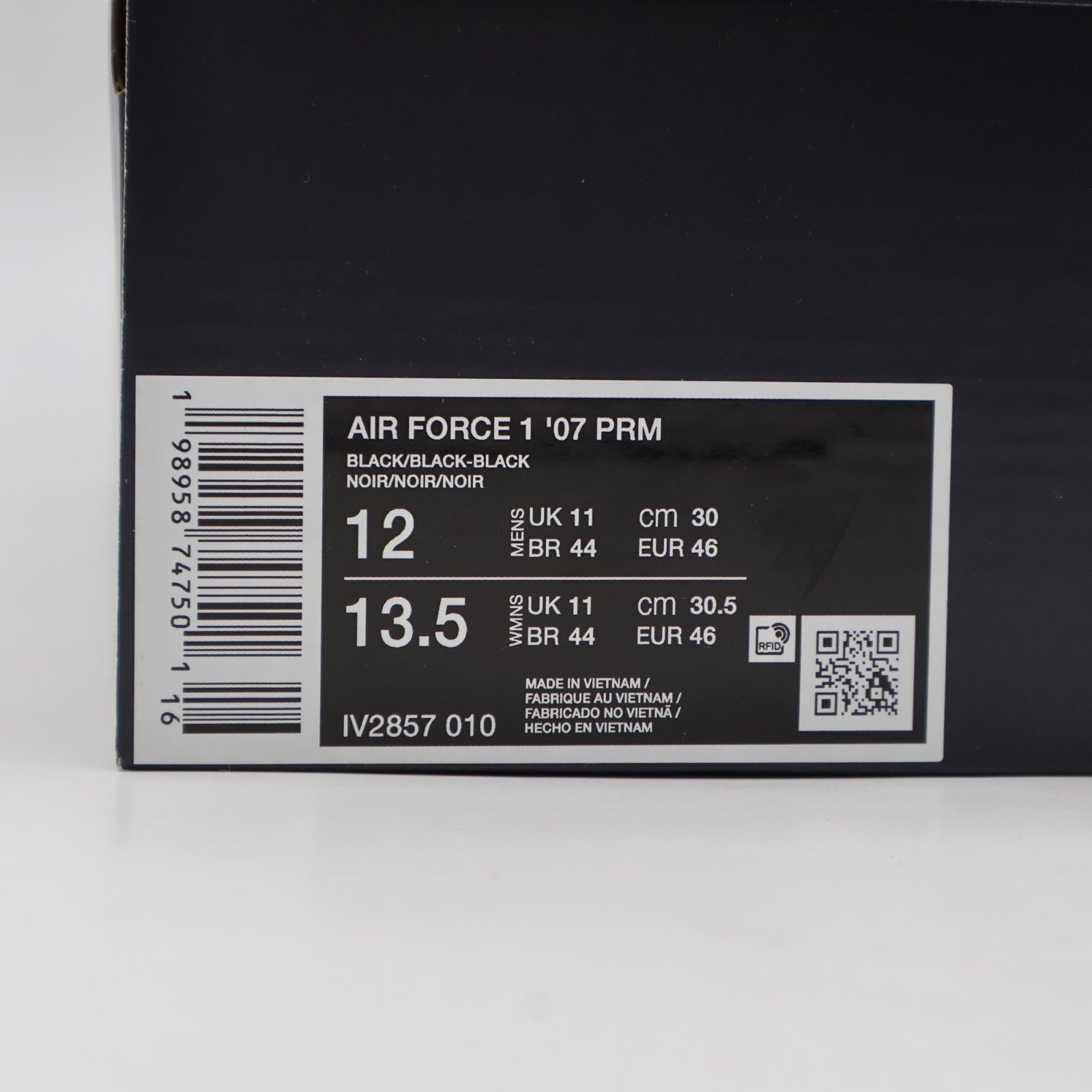 IV2857-010 IV2857-010 Nike Air Force 1 '07 Patent Leather Triple Black (Men's)