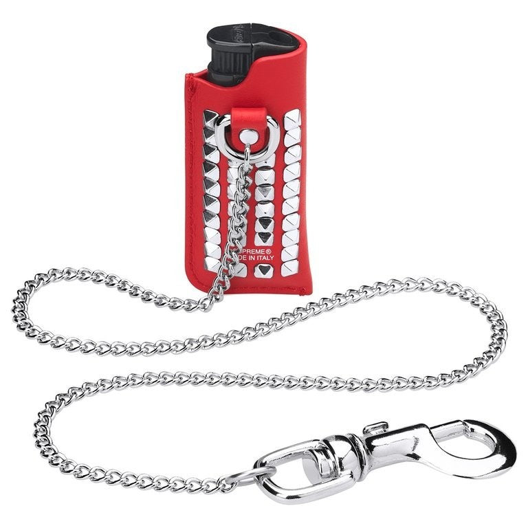 Supreme Studded Leather Lighter Holder Red