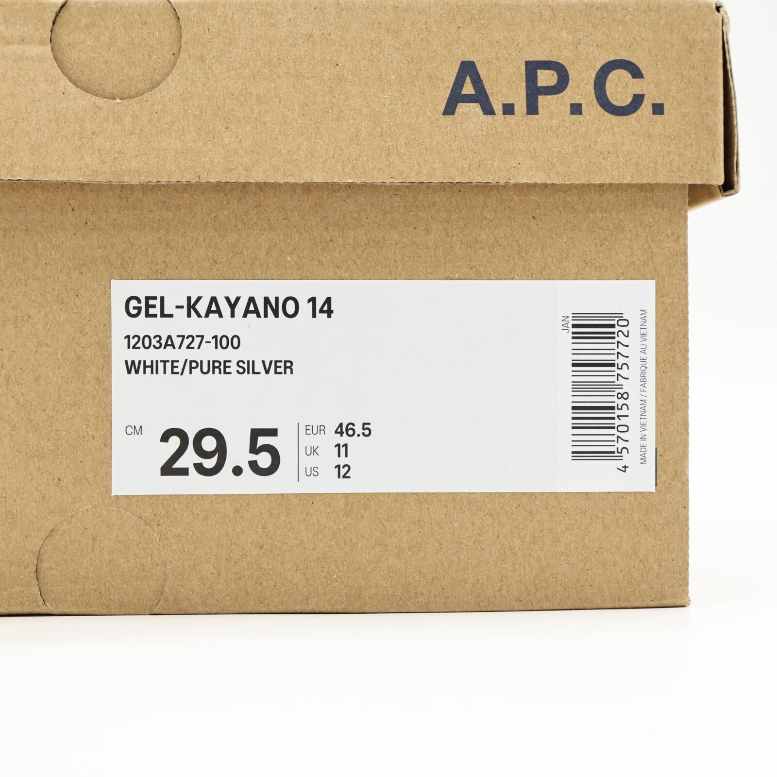1203A727-100 A.P.C. Asics Gel-Kayano 14 White Pure Silver (Men's)