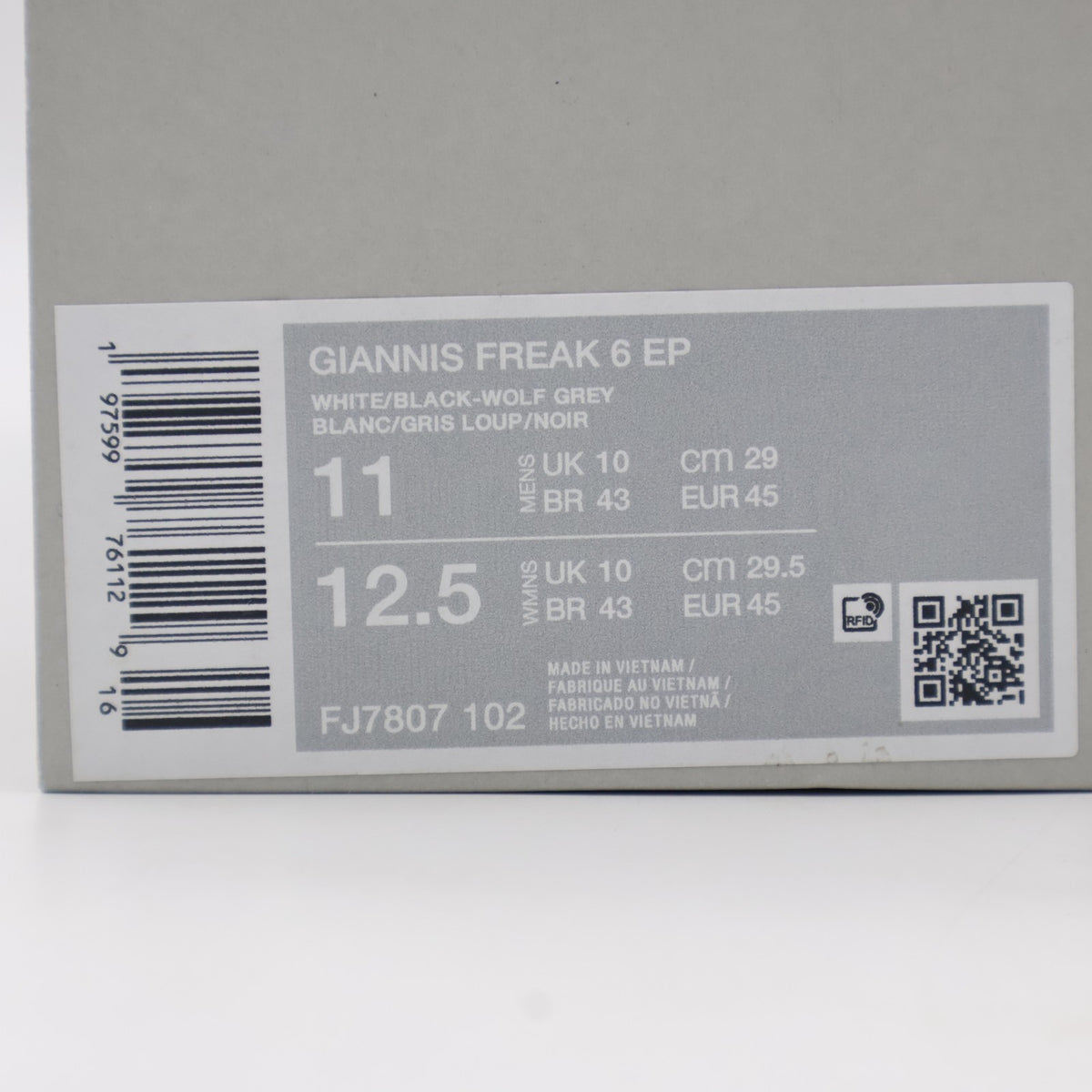 FJ7807-102 Nike Giannis Freak 6 White Black Wolf Grey (Men's)
