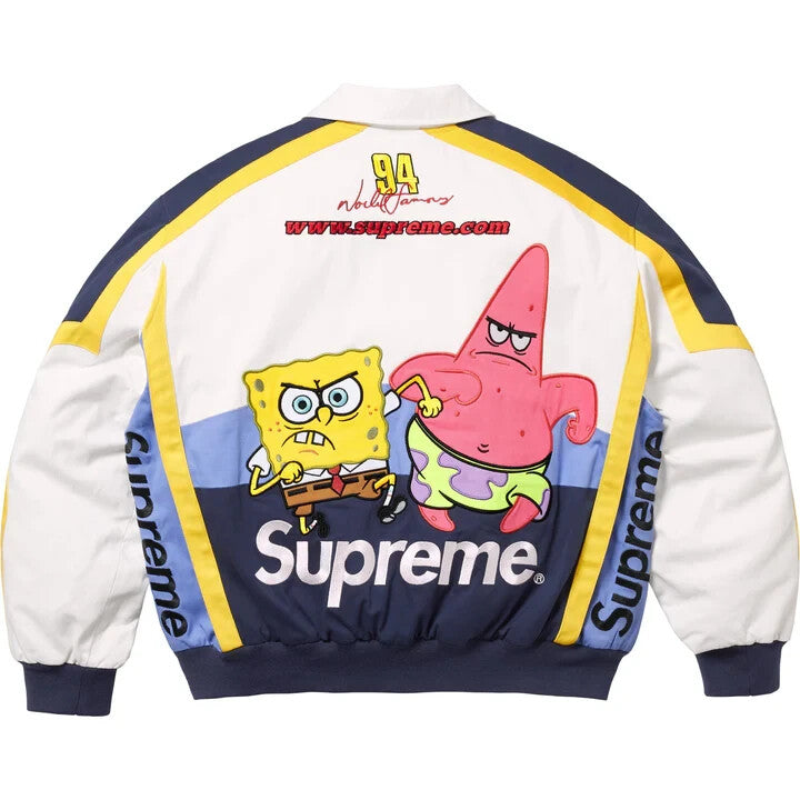 Supreme SpongeBob SquarePants Jeff Hamilton Racing Jacket White