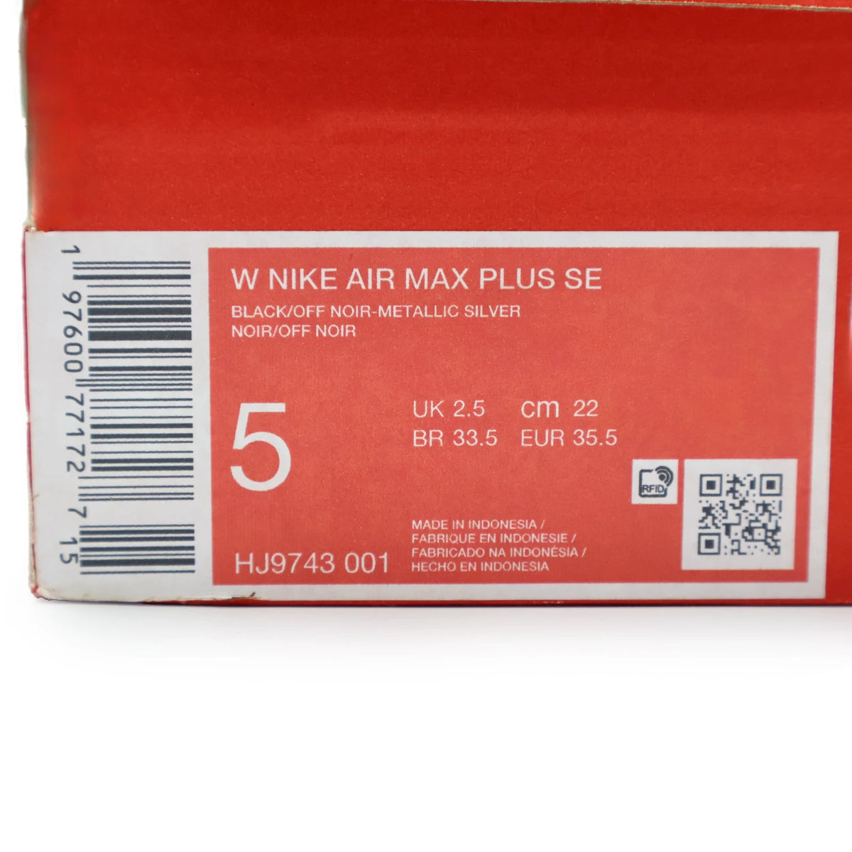 HJ9743-001 Nike Air Max Plus SE Black Metallic Silver Laser Crimson Off (Women's