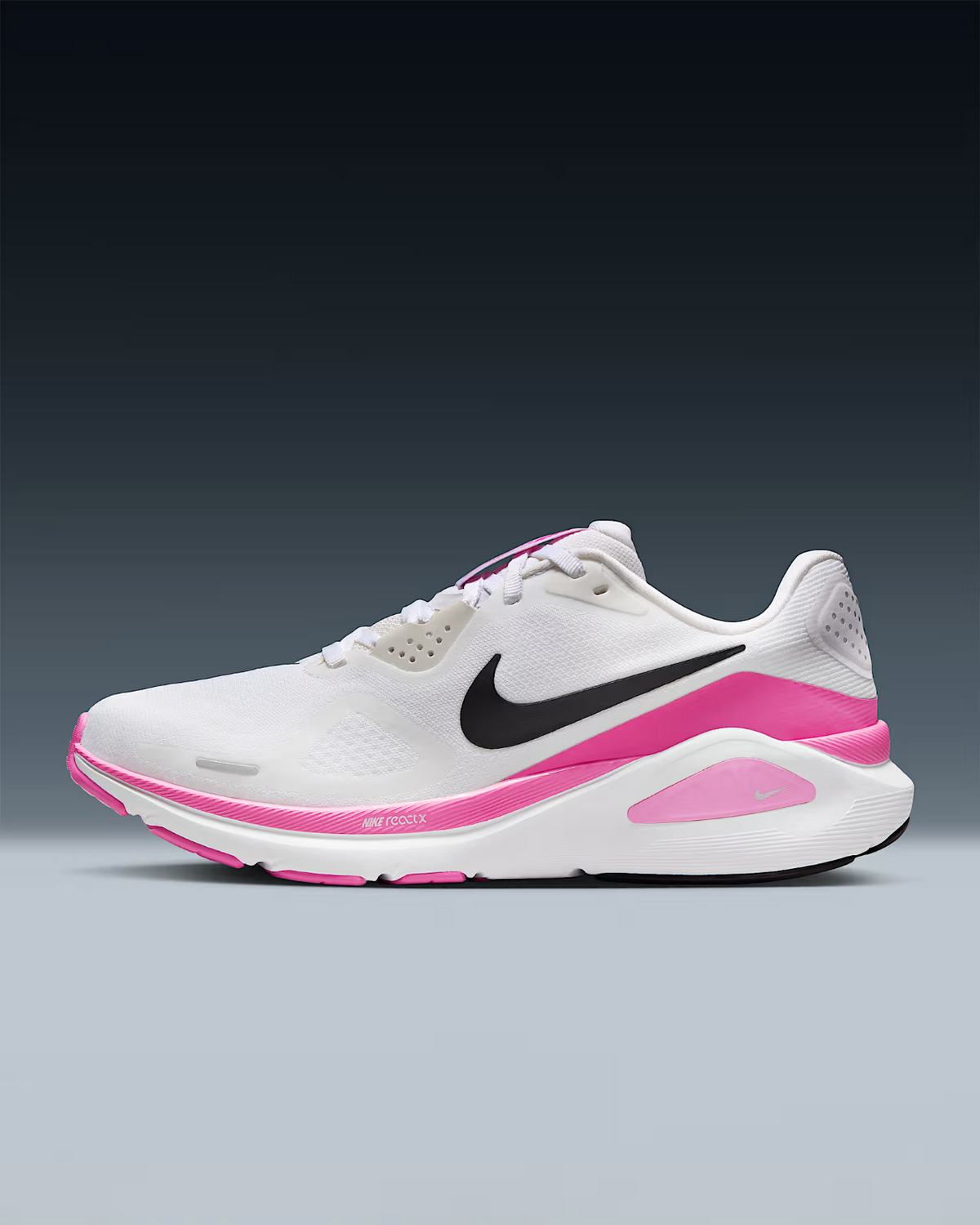HJ1101-104 Nike  Structure 26 White Playful Pink Metallic Silver Black (Women's)