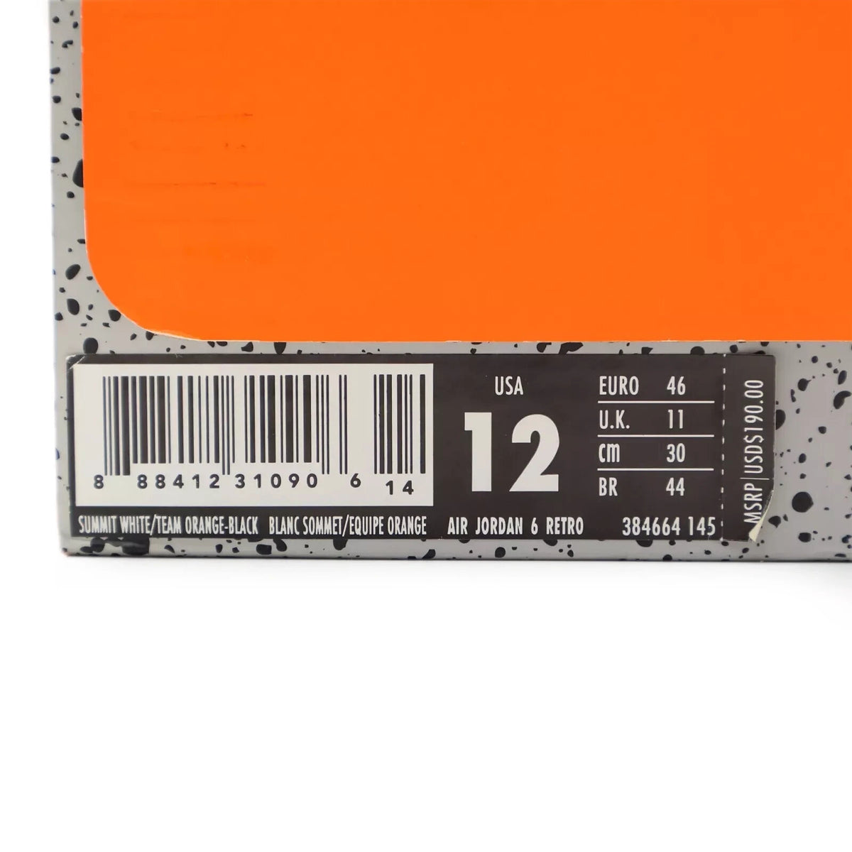 384664-145 Nike Air Jordan 6 Retro Gatorade Like Mike White Team Orange (Men's)