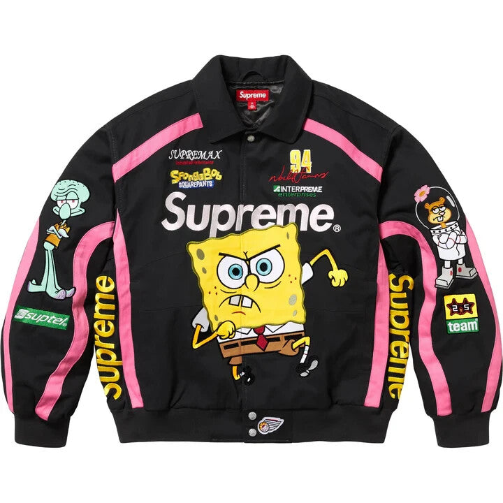 Supreme SpongeBob SquarePants Jeff Hamilton Racing Jacket Black