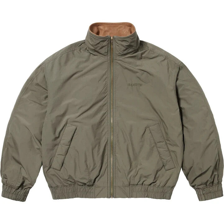 Supreme Leather Collar Utility Jacket Olive