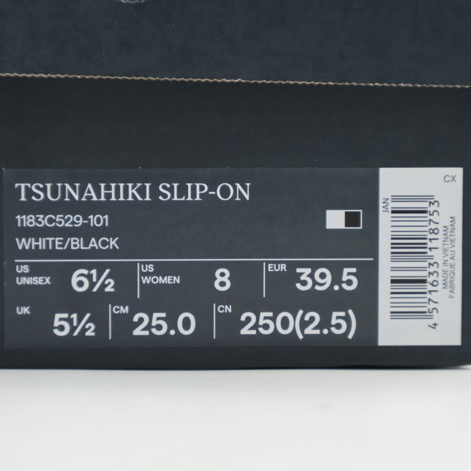 1183C529-101 Onitsuka Tiger Tsunahiki Slip On White Black (Men's)