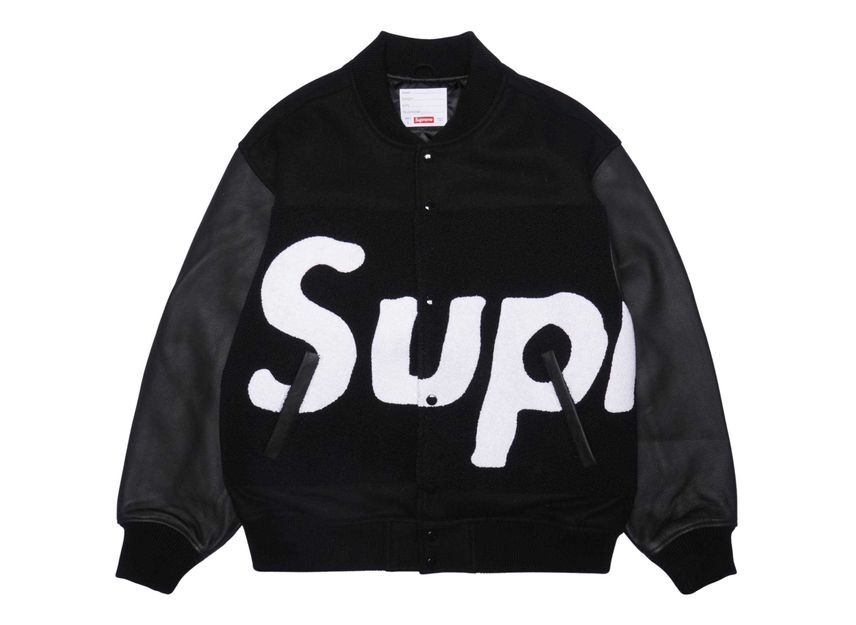 Supreme Big Logo Chenille Varsity Jacket Black