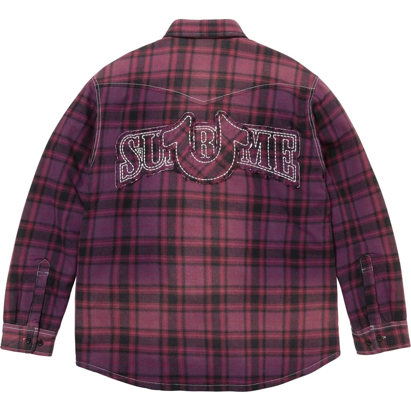 Supreme True Religion Quilted Lined Plaid Flannel Shirt Purple