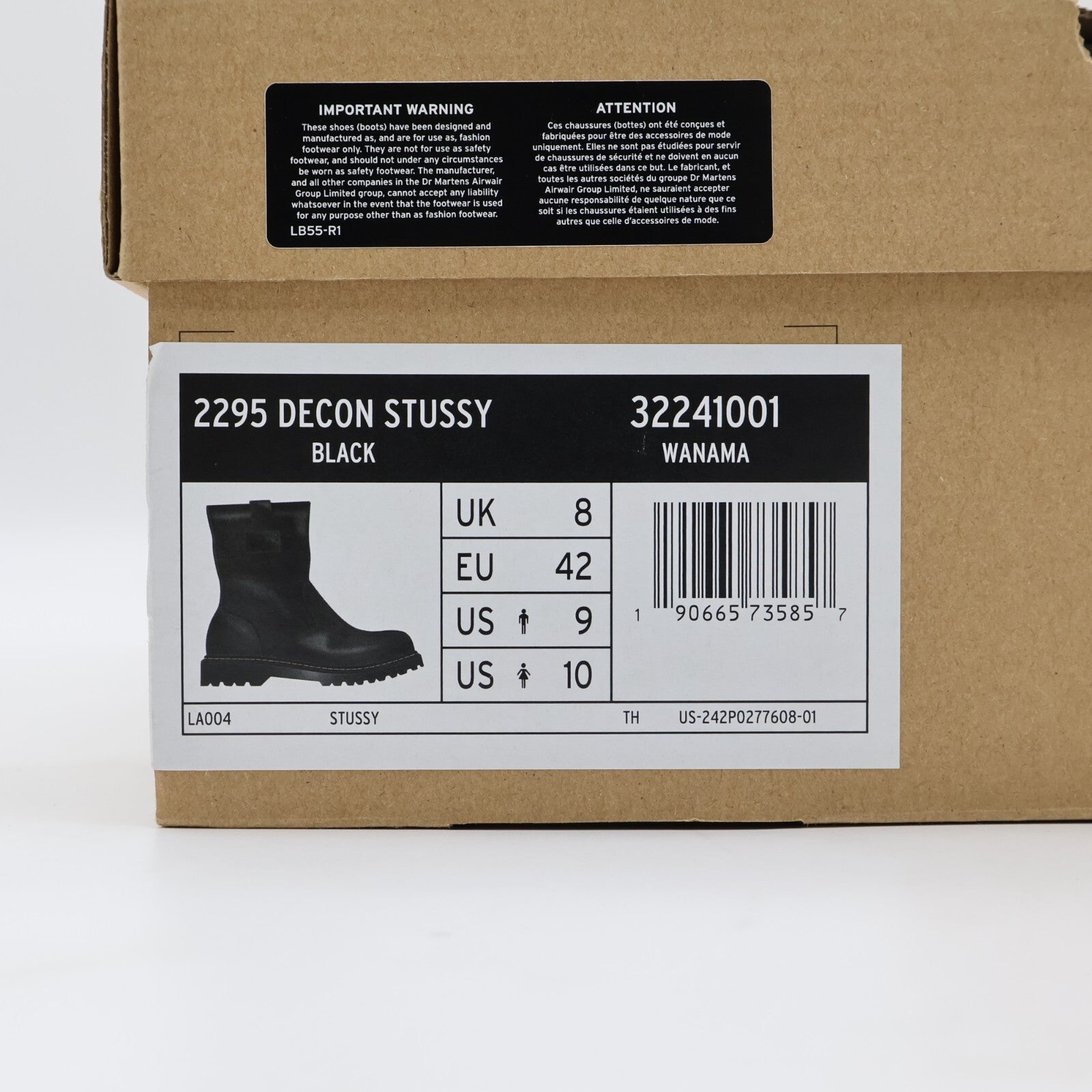 32241001 Stussy Ã Dr.Martens 2295 Decon Stussy Black Wanama (Men's)