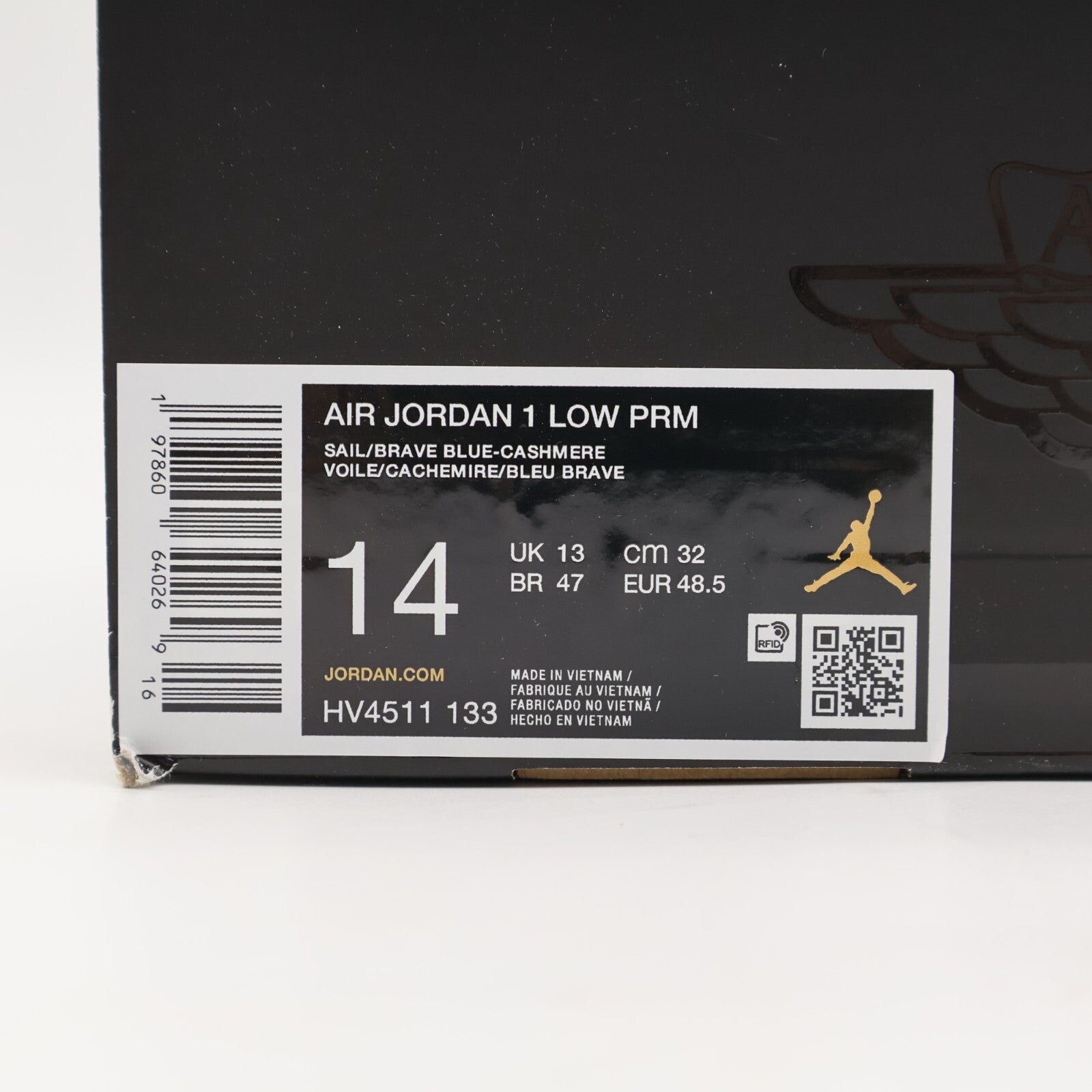 HV4511-133 Nike Air Jordan 1 Low PRM Sail Cashmere College Grey Blue (Men's)