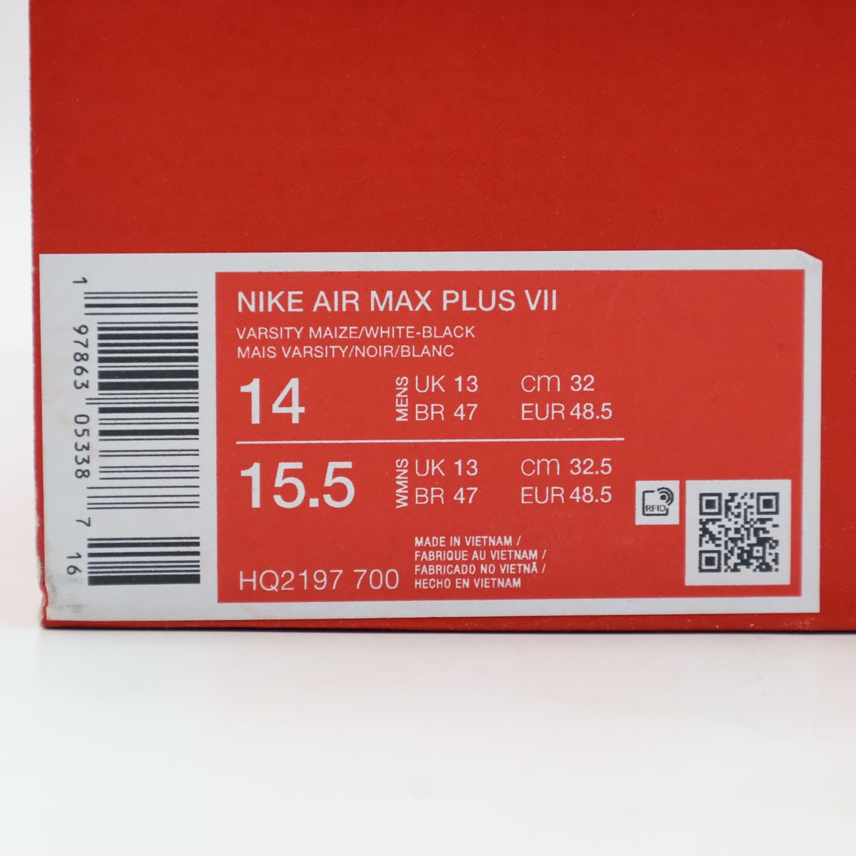 HQ2197-700 Nike Air Max Plus 7 Varsity Maize (Men's)