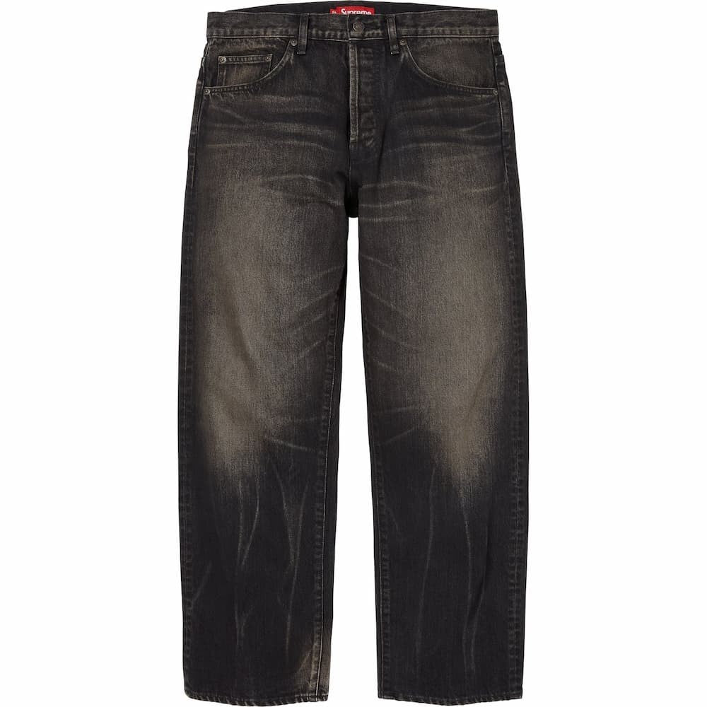 Supreme Distressed Loose Fit Selvedge Jean Washed Black (26FW)
