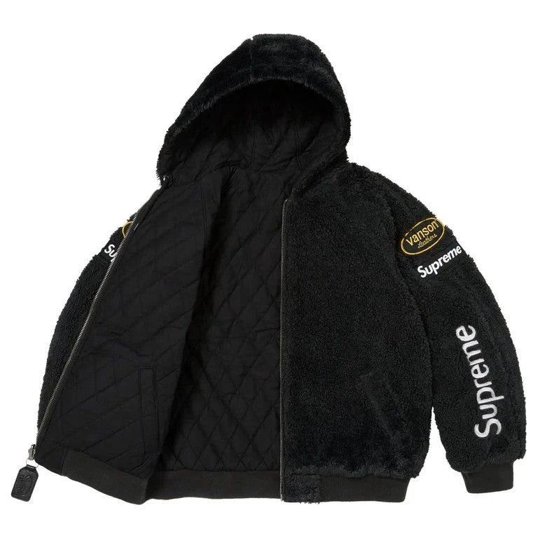 Supreme x Vanson Leathers Reversible Quilted Hooded Jacket Black