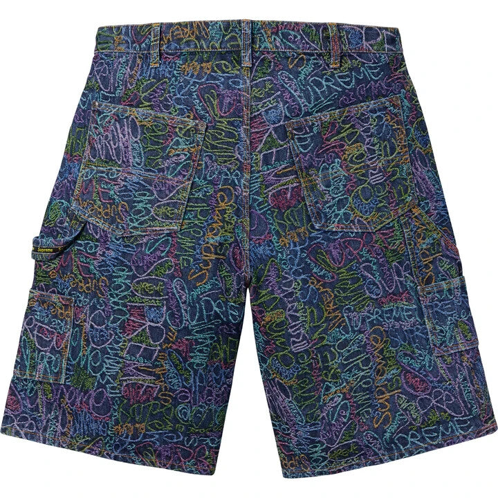 Supreme Handwriting Double Knee Denim Short Indigo