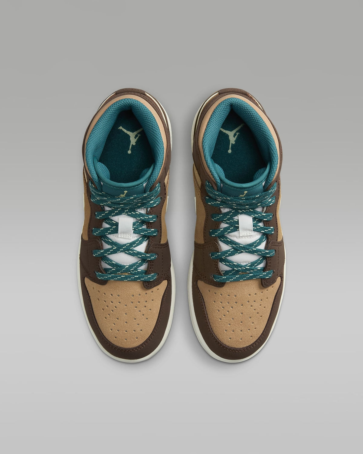 DZ6335-200 Nike GS Air Jordan 1 Mid SE Cacao Wow Ale Brown Twine Luminous Green