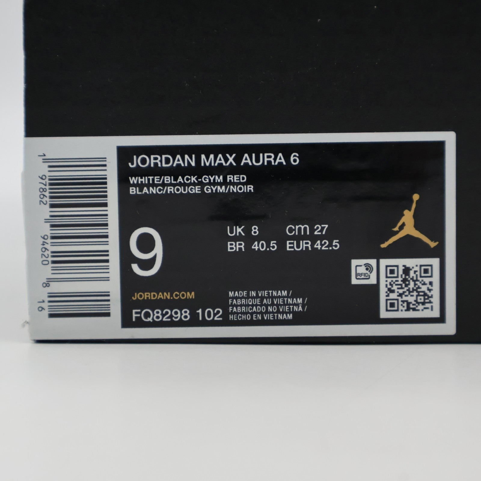 FQ8298-102 Nike Jordan Max Aura 6 White Gym Red Black (Men's)