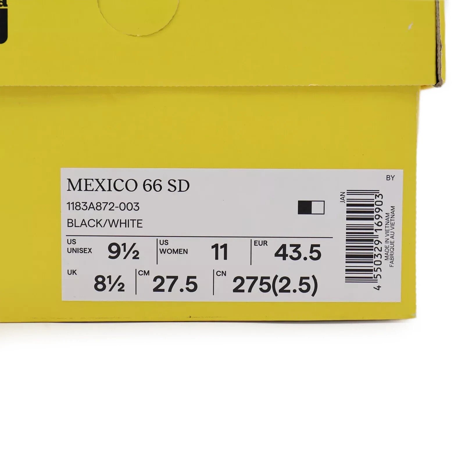 1183A872-003 Onitsuka Tiger Mexico 66 SD Black White (Men's)