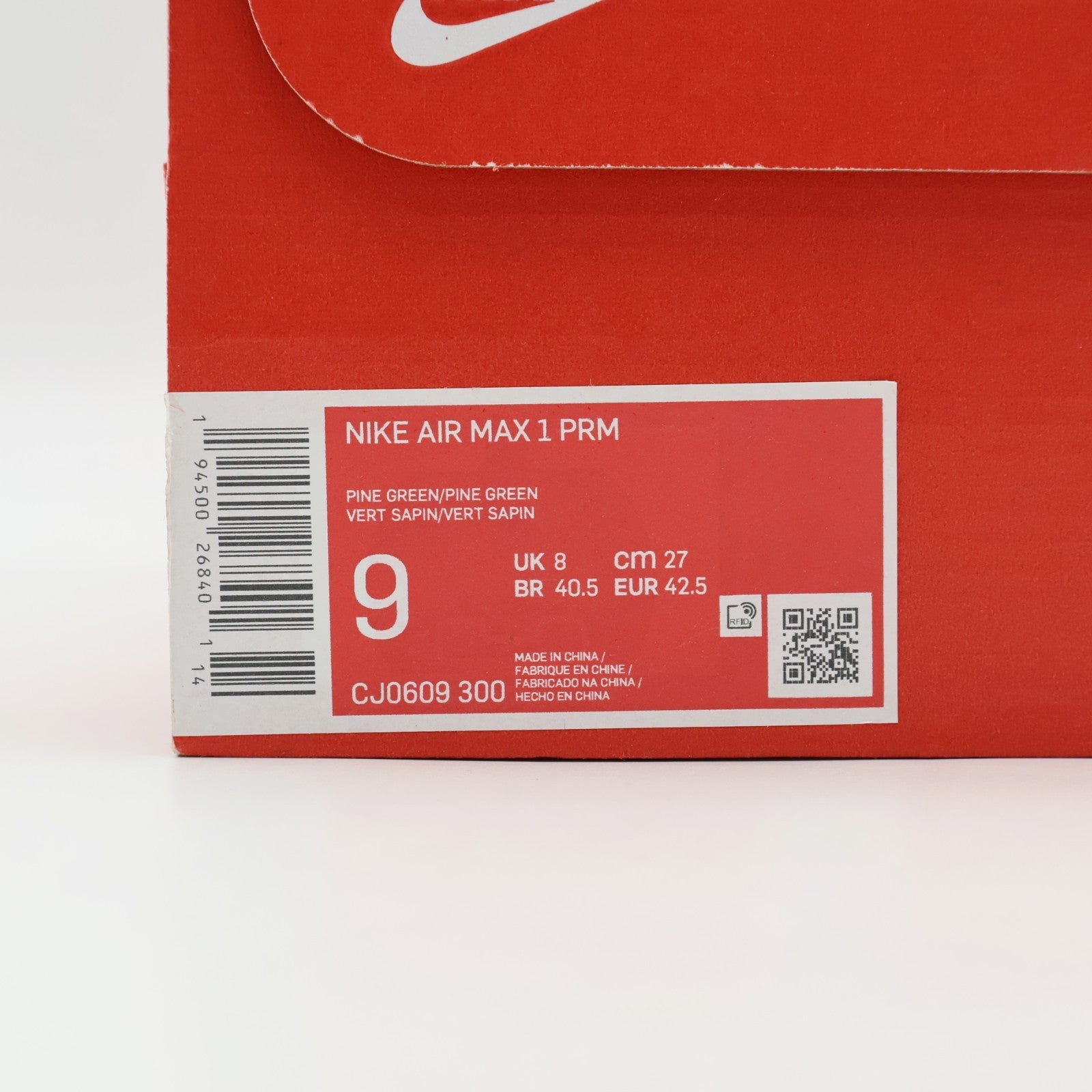 CJ0609-300 Nike Air Max 1 PRM Limeade Pine Green True White (Men's)