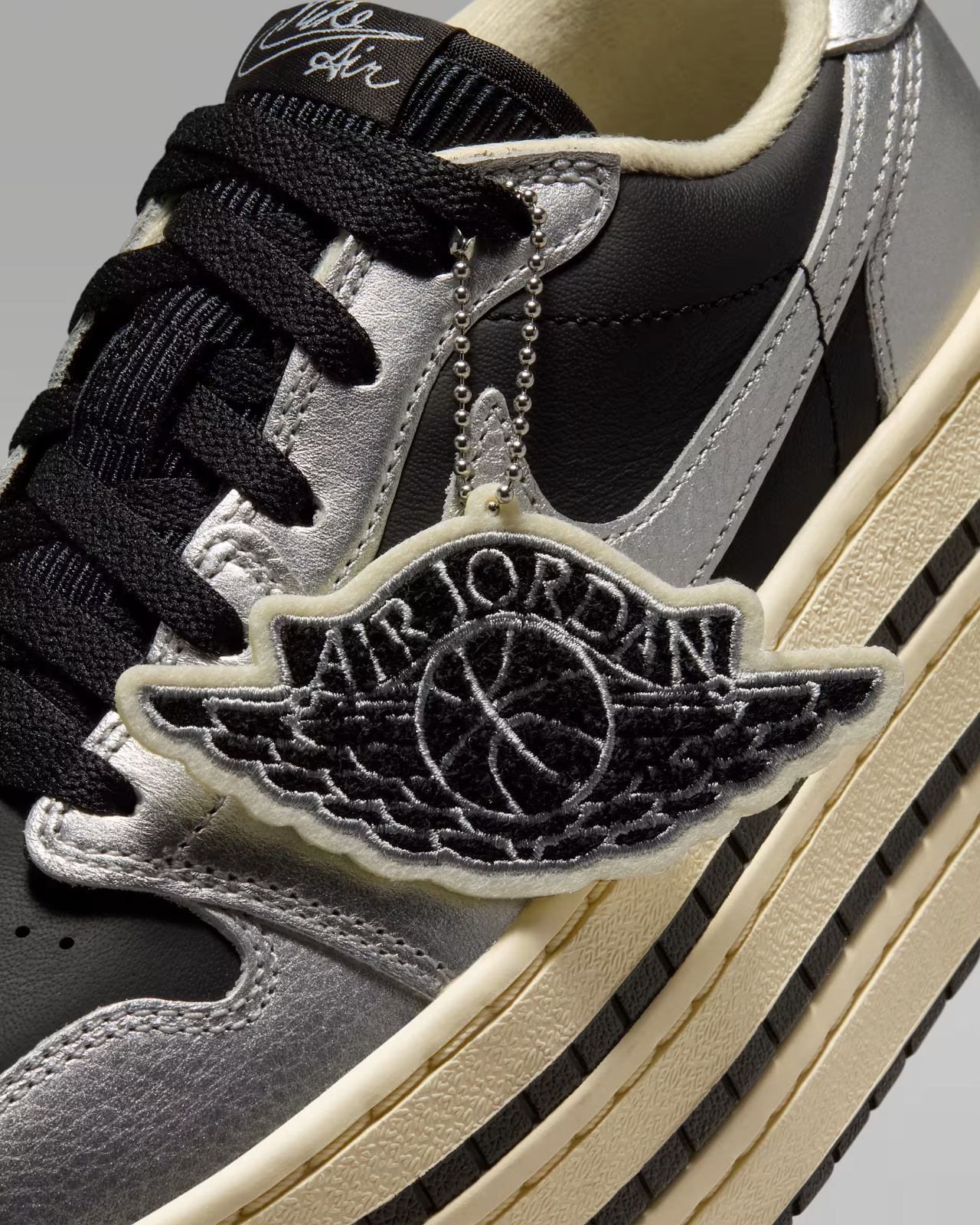 HV8288-001 Nike Air Jordan 1 Triple Stack "Metallic Silver/Black" (Women's)