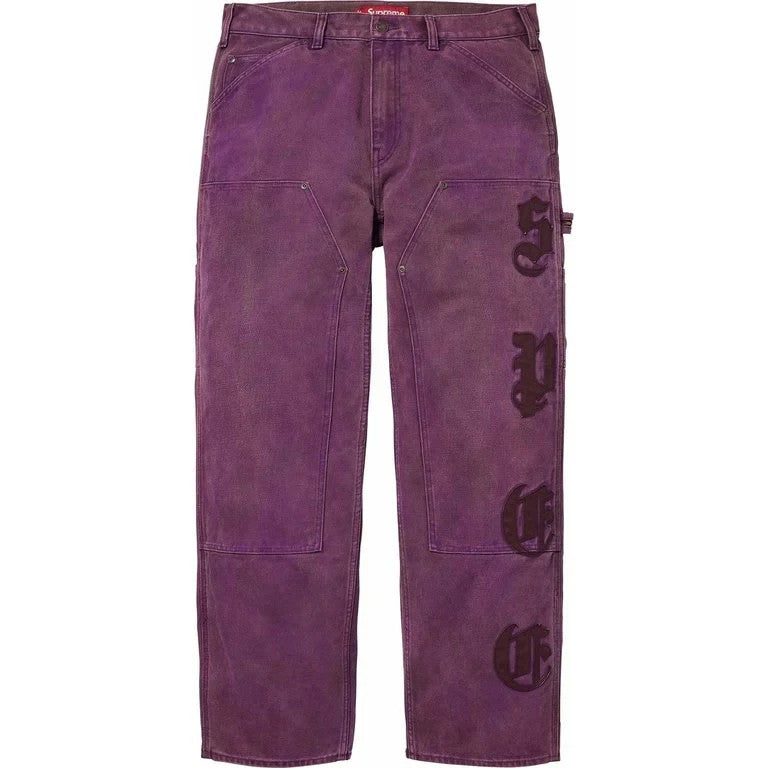 Supreme Leather Applique Double Knee Painter Pant Purple