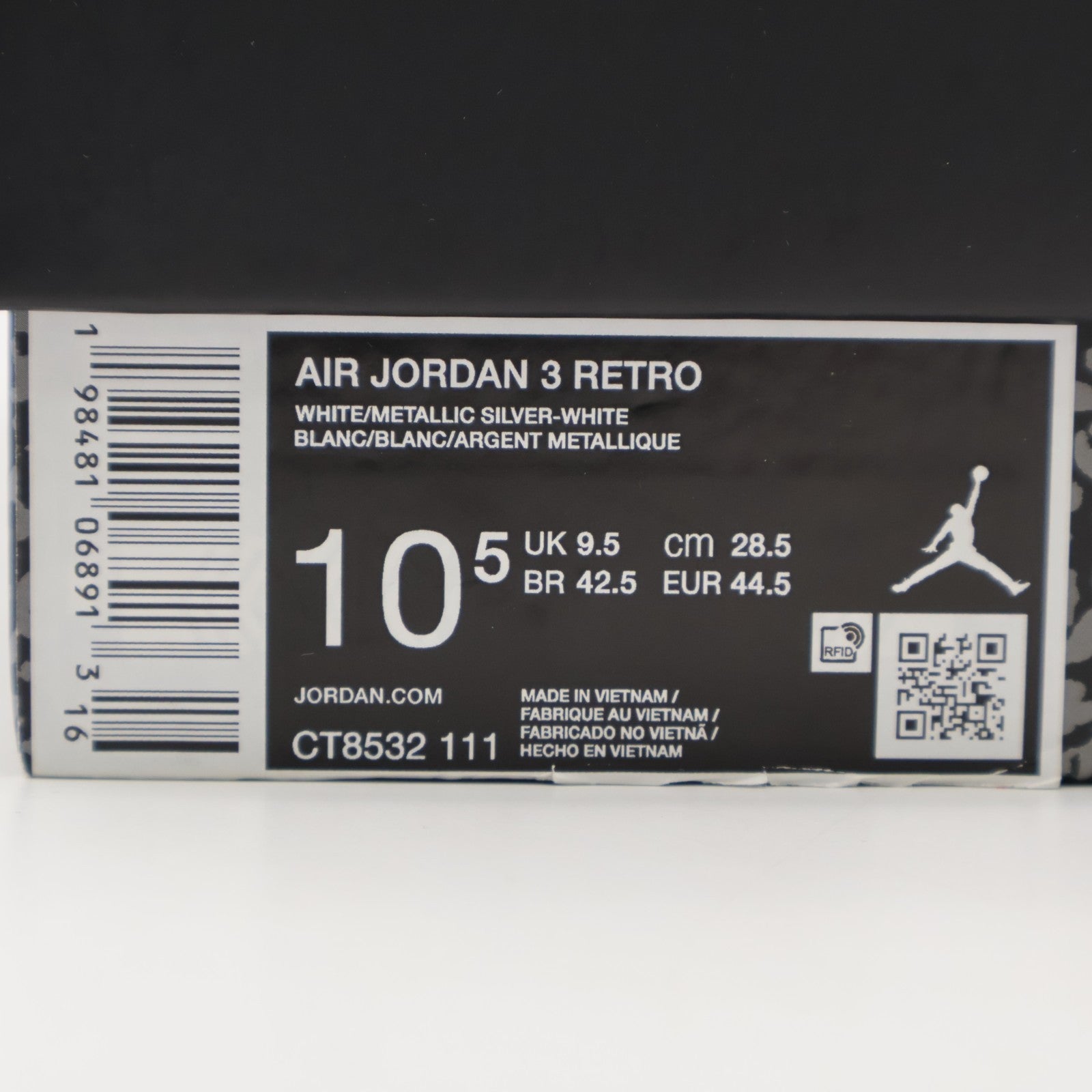 CT8532-111 Nike Air Jordan 3 Retro Pure Money White and Silver (2025) (Men's)