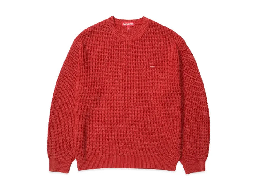 Supreme Washed Small Box Waffle Sweater "Red"