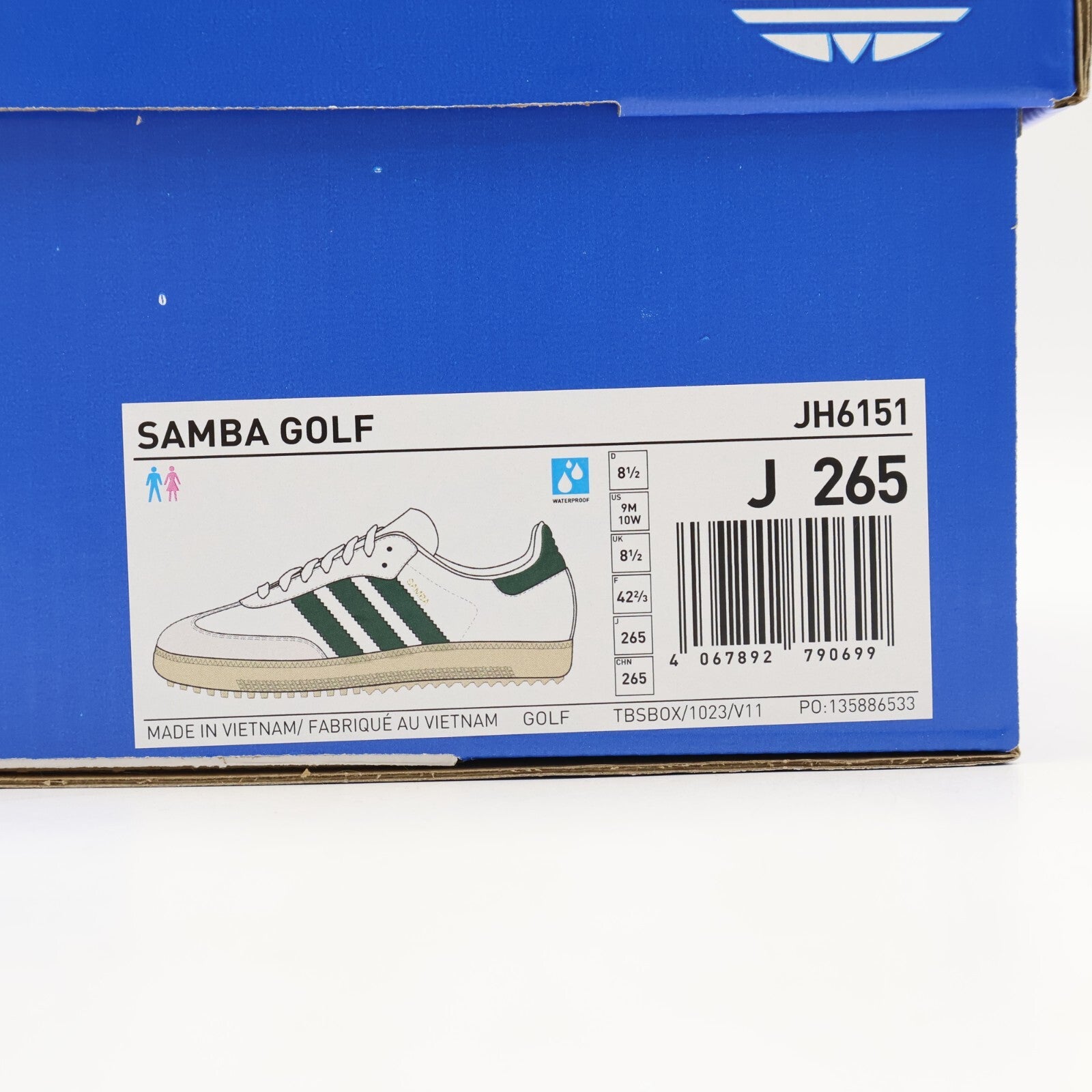 JH6151 adidas Samba Spikeless Golf Cloud White Collegiate Green Gum (Men's)