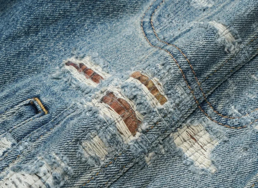 Supreme MM6 Maison Margiela Distressed Selvedge Denim Trucker Jacket Indigo