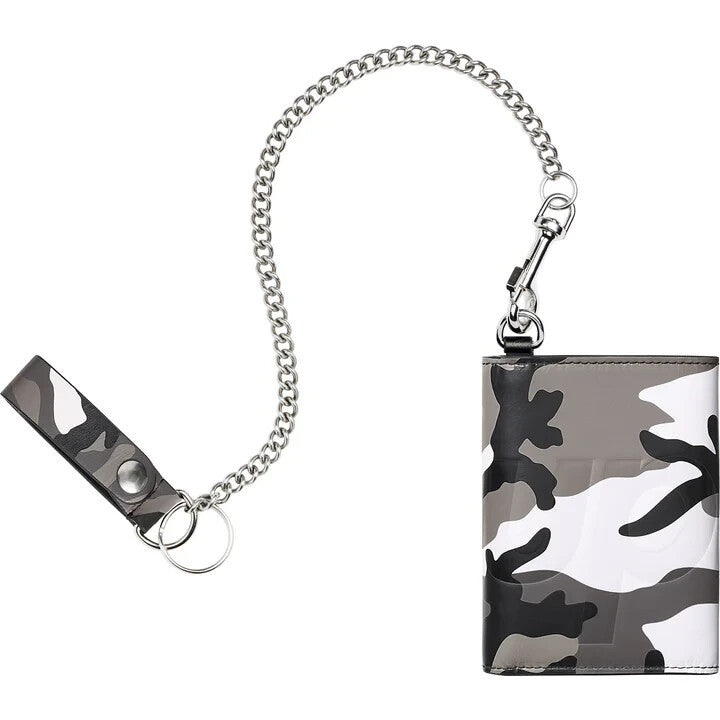 Supreme Leather Chain Wallet Snow Camo