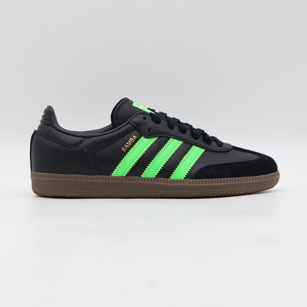 JR0911 adidas Originals Samba OG Core Black Screaming Green Gum (Men's)
