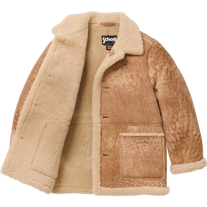 Supreme Schott Shearling Coat Tan