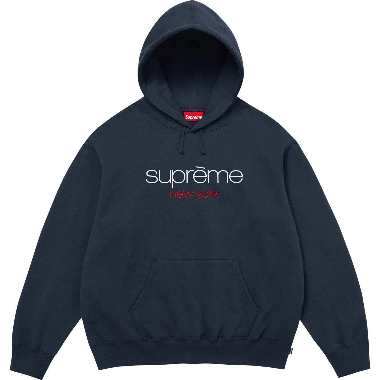 Supreme Classic Logo Hooded Sweatshirt Navy