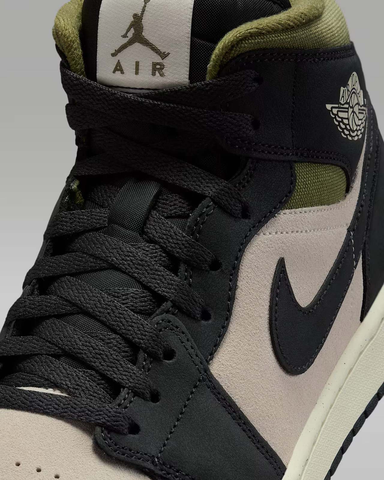 HV4091-102 Nike Air Jordan 1 Mid SE Light Orewood Brown Medium Olive Sail(Men's)