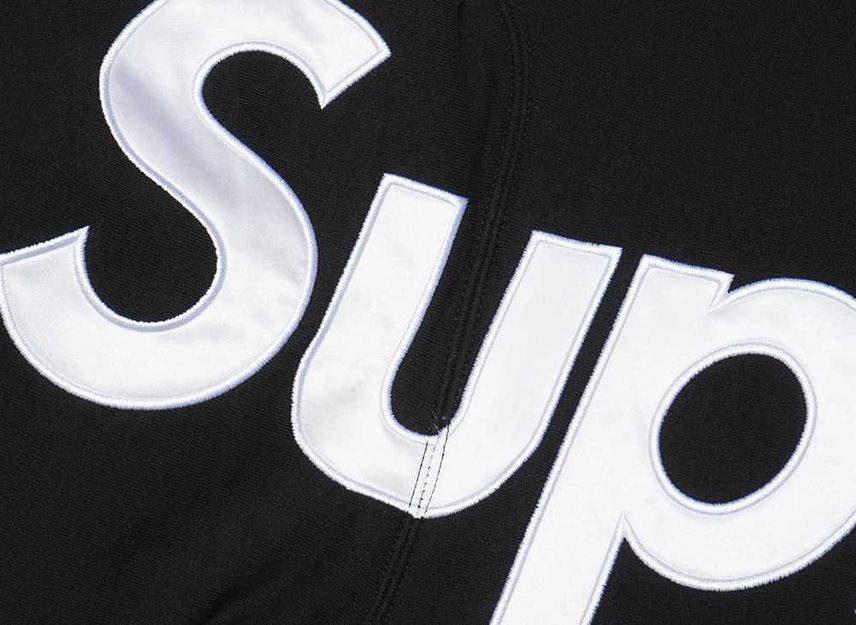 Supreme Satin Applique Hooded Sweatshirt Black