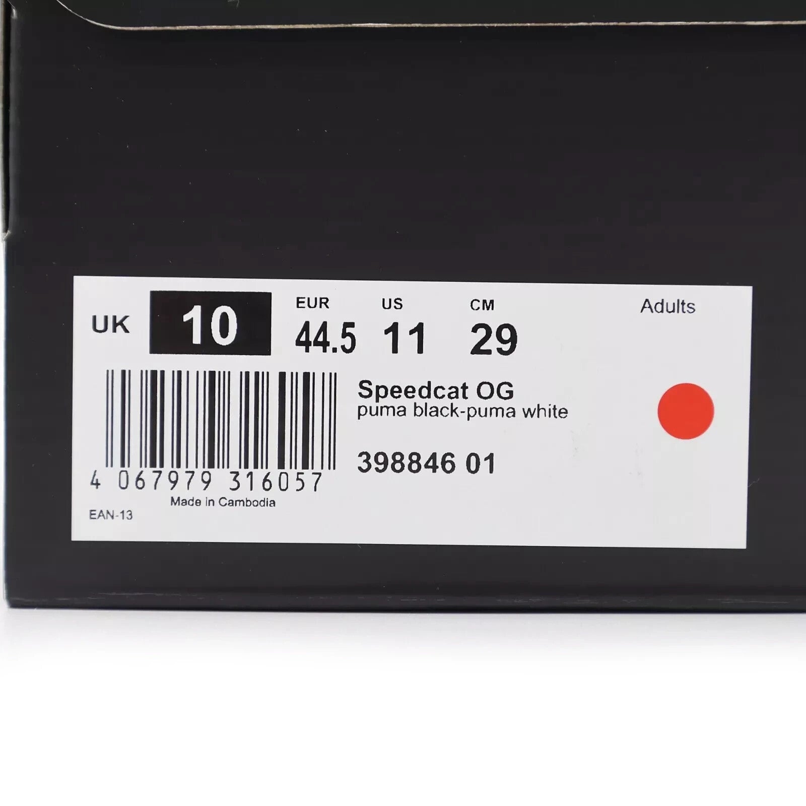 398846-01 Puma Speedcat OG Puma Black Puma White (Men's)