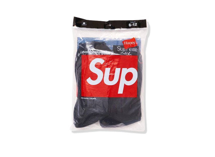 Supreme Hanes Crew Socks (4 Pack) Black