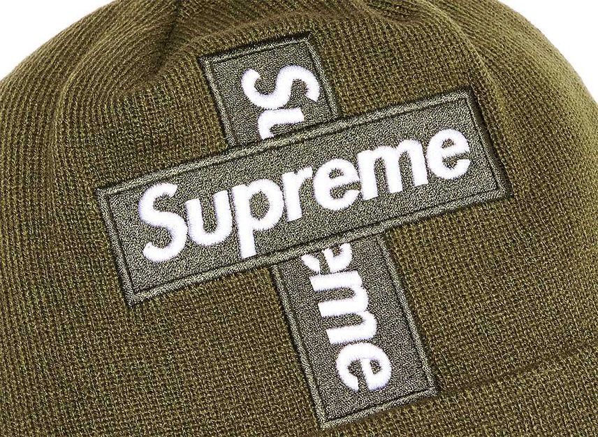 Supreme New Era Cross Box Logo Beanie Light Olive
