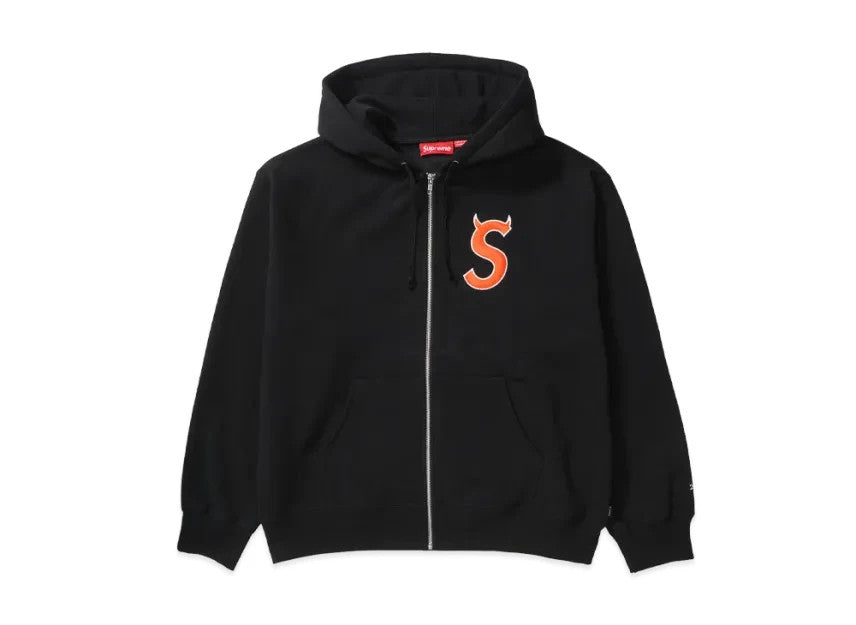 Supreme Devil S Logo Zip Up Hooded Sweatshirt "Black"