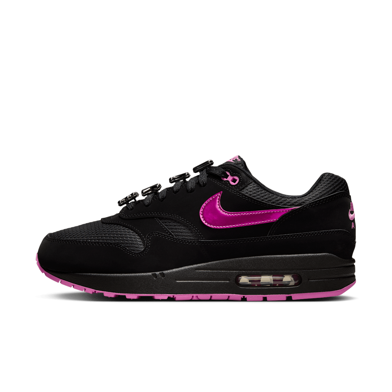 HV2302-001 Nike Air Max 1 PRM Black and Playful Pink (Men's)