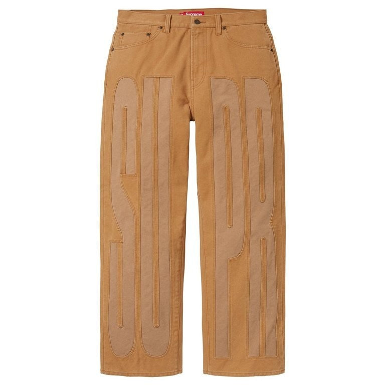 Supreme Inset Spellout Baggy Jean Brown