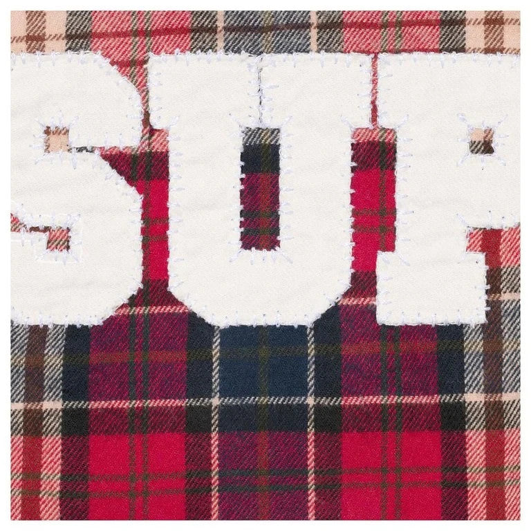 Supreme AppliquÃ© Hooded Flannel Shirt Red
