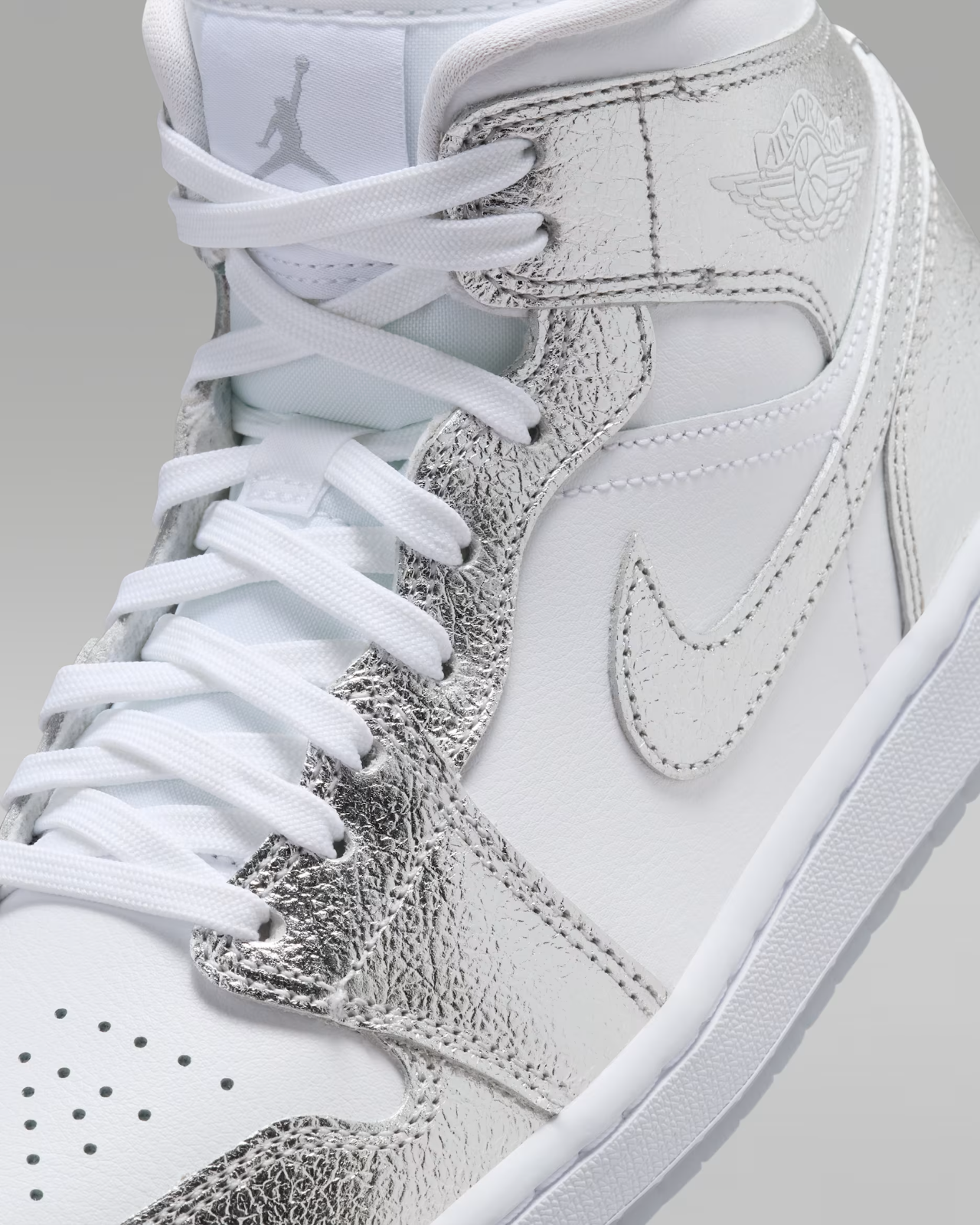 FN5031-100 Nike Air Jordan 1 Mid SE "Metallic Silver" (Women's)