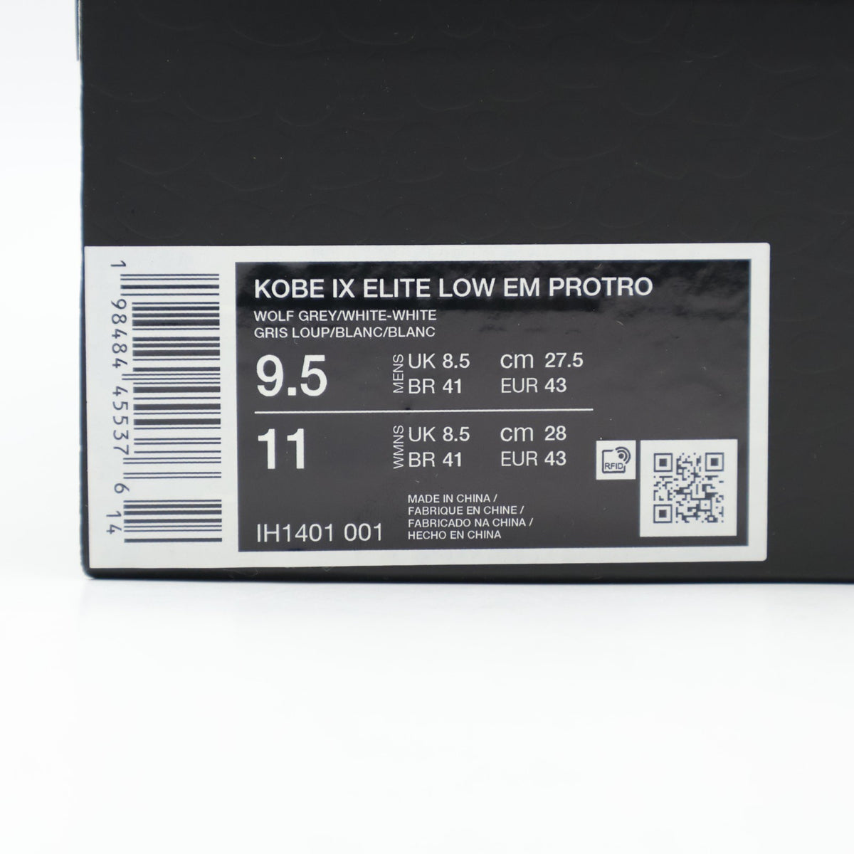 IH1401-001 Nike Kobe 9 Elite Low EM Protro Wolf Grey White (Men's)