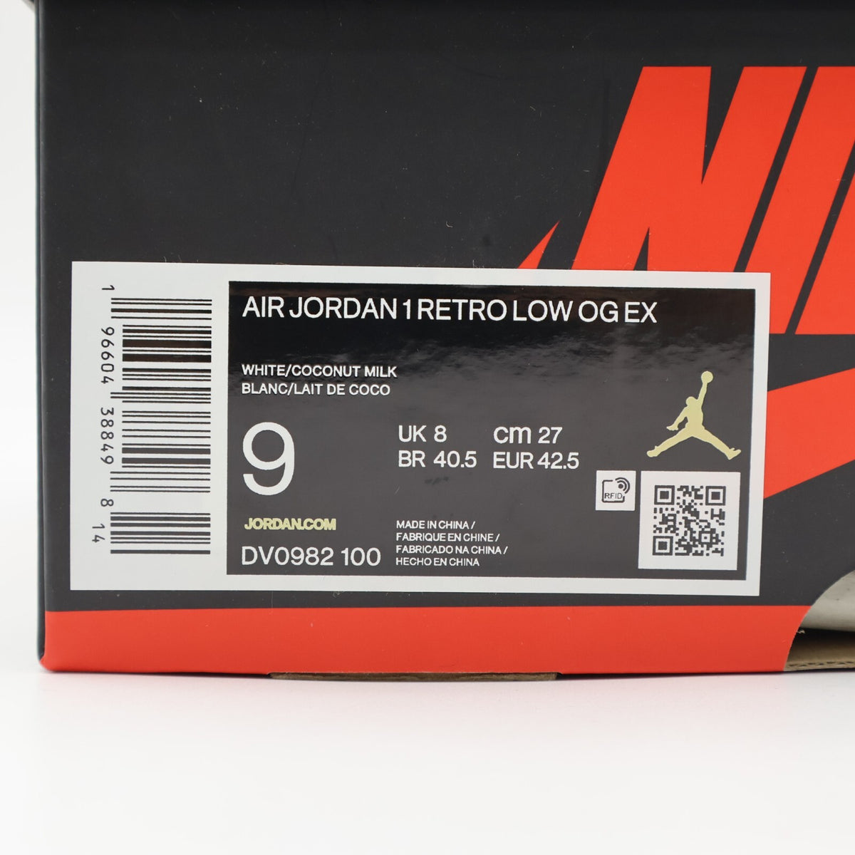 DV0982-100 Nike Air Jordan 1 Low OG EX Coconut Milk Sail White (Men's)