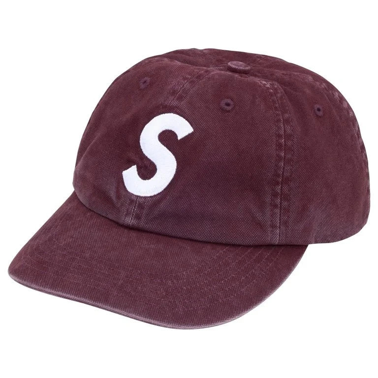 Supreme Washed Canvas S Logo 6-Panel Plum