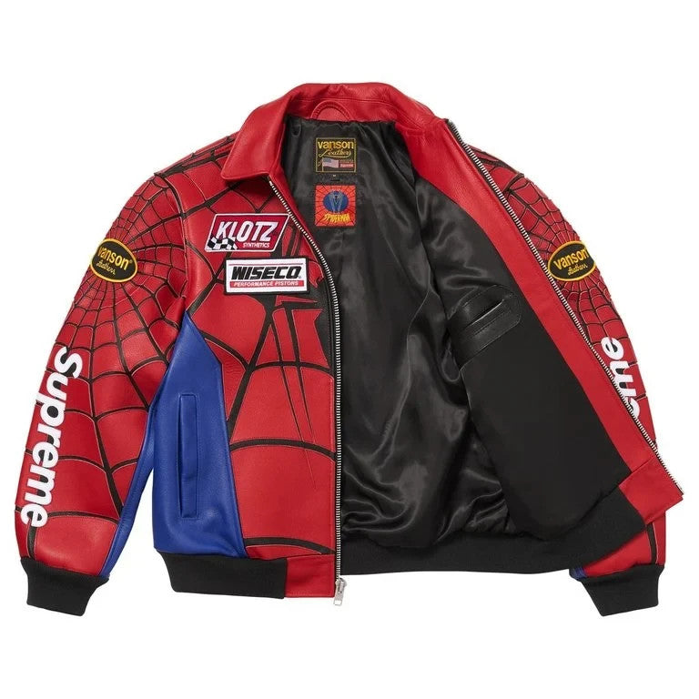 Supreme x Vanson Leathers Spider-Man Jacket Red