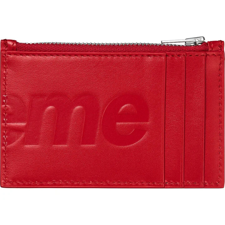 Supreme Leather Zip Card Holder Red