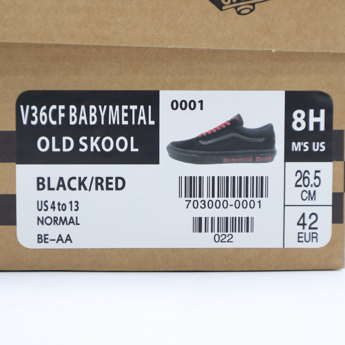 703000-0001 BABYMETAL Vans Old Skool Black Red (V36CF BABYMETAL) (Men's)